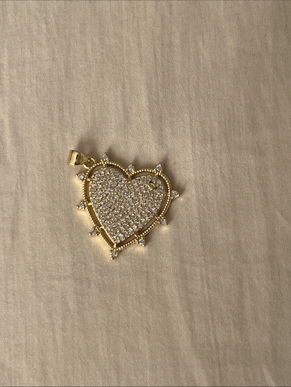 Gold Plated Heart Pavé Pendant with Clear CZ Crystal Stones